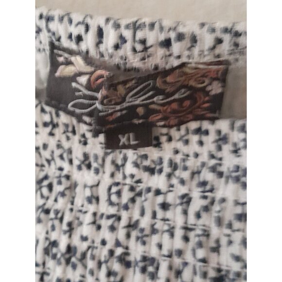 Womens Boho Milkmaid Floral Layered Cottagecore Prairie Maxii Dress XL White/Blk - Picture 5 of 8